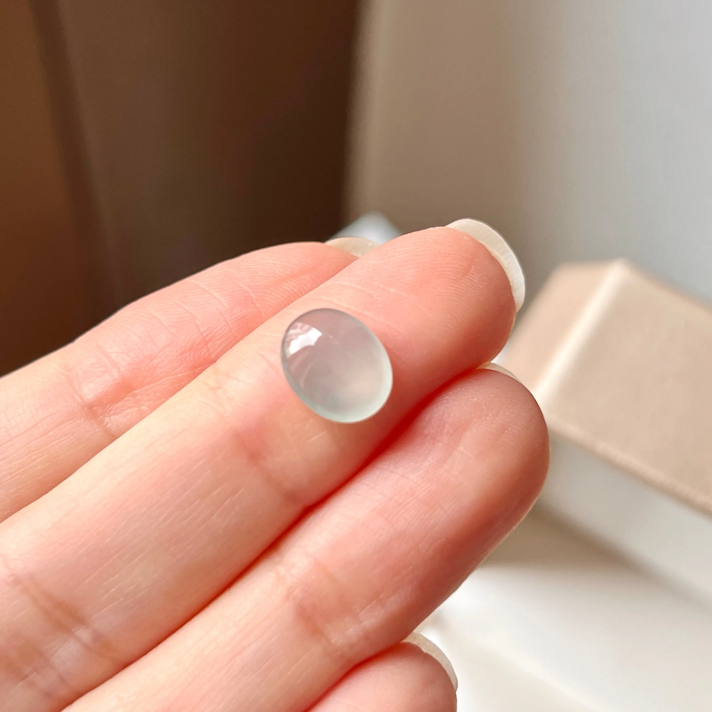2.25cts A-Grade Natural Glacier Blue Jadeite Oval Cabochon No.130478