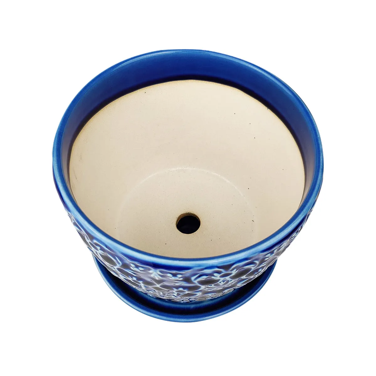 6 inch Blue Ceramic Mediterranean Bell Pot