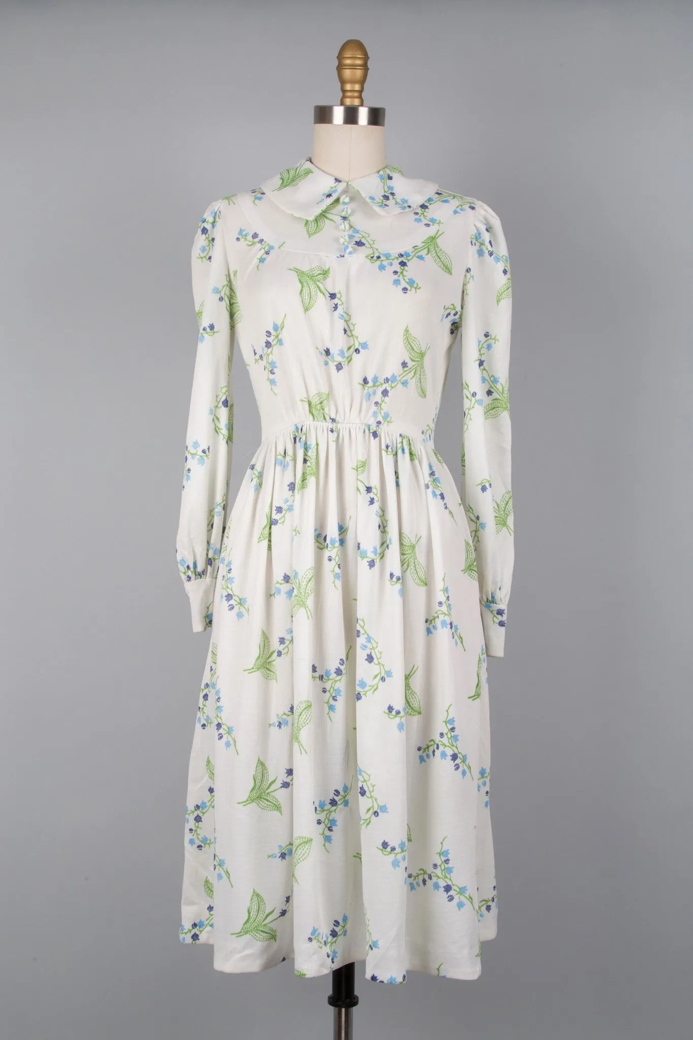 70s Ivory Wildflower Dress S
