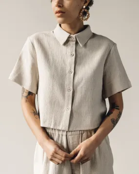 7115 Cropped Button Down, Oatmeal