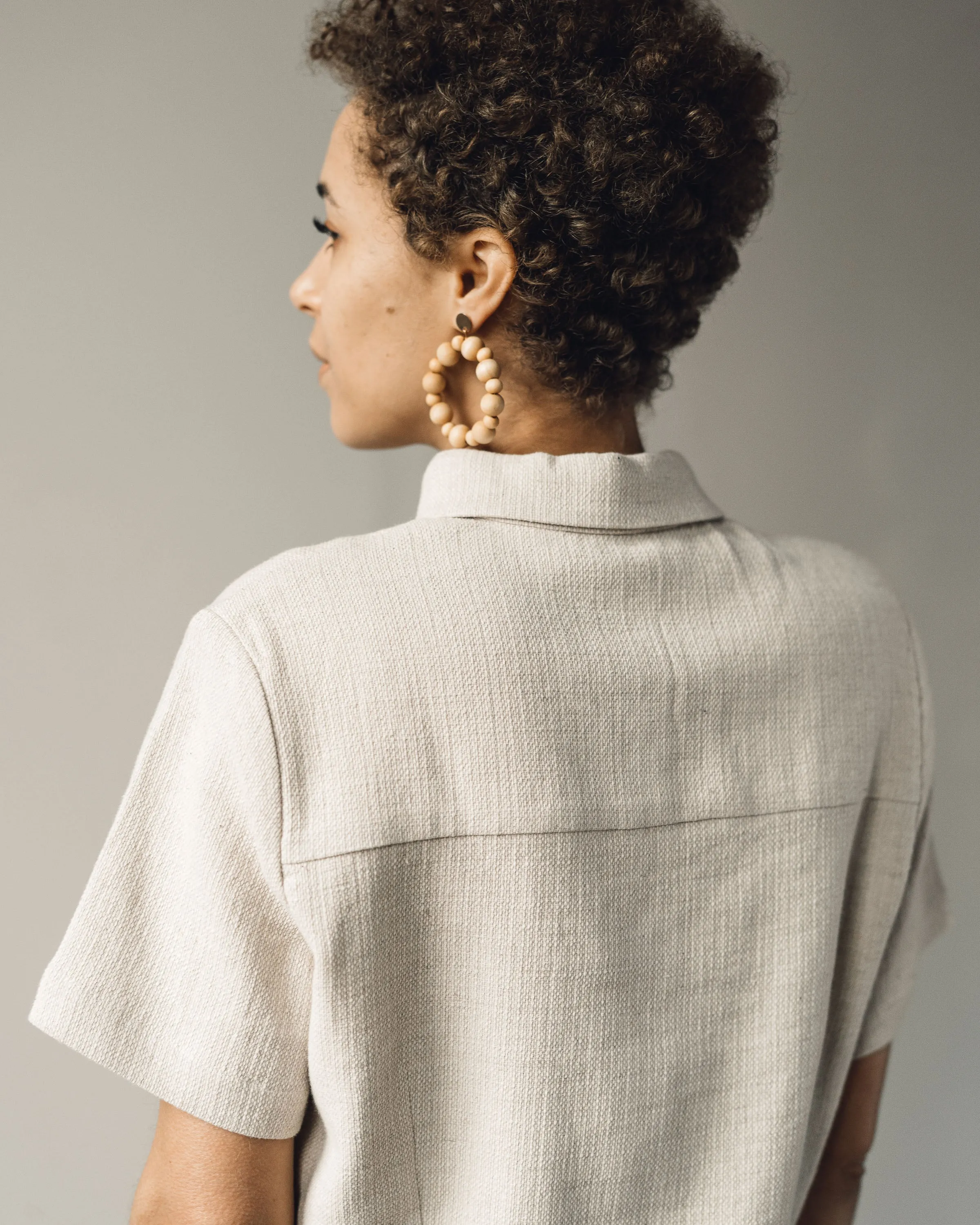 7115 Cropped Button Down, Oatmeal