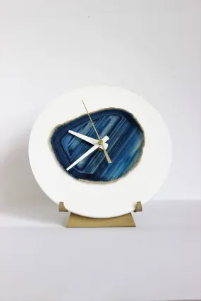7" Blue Agate Desk Clock