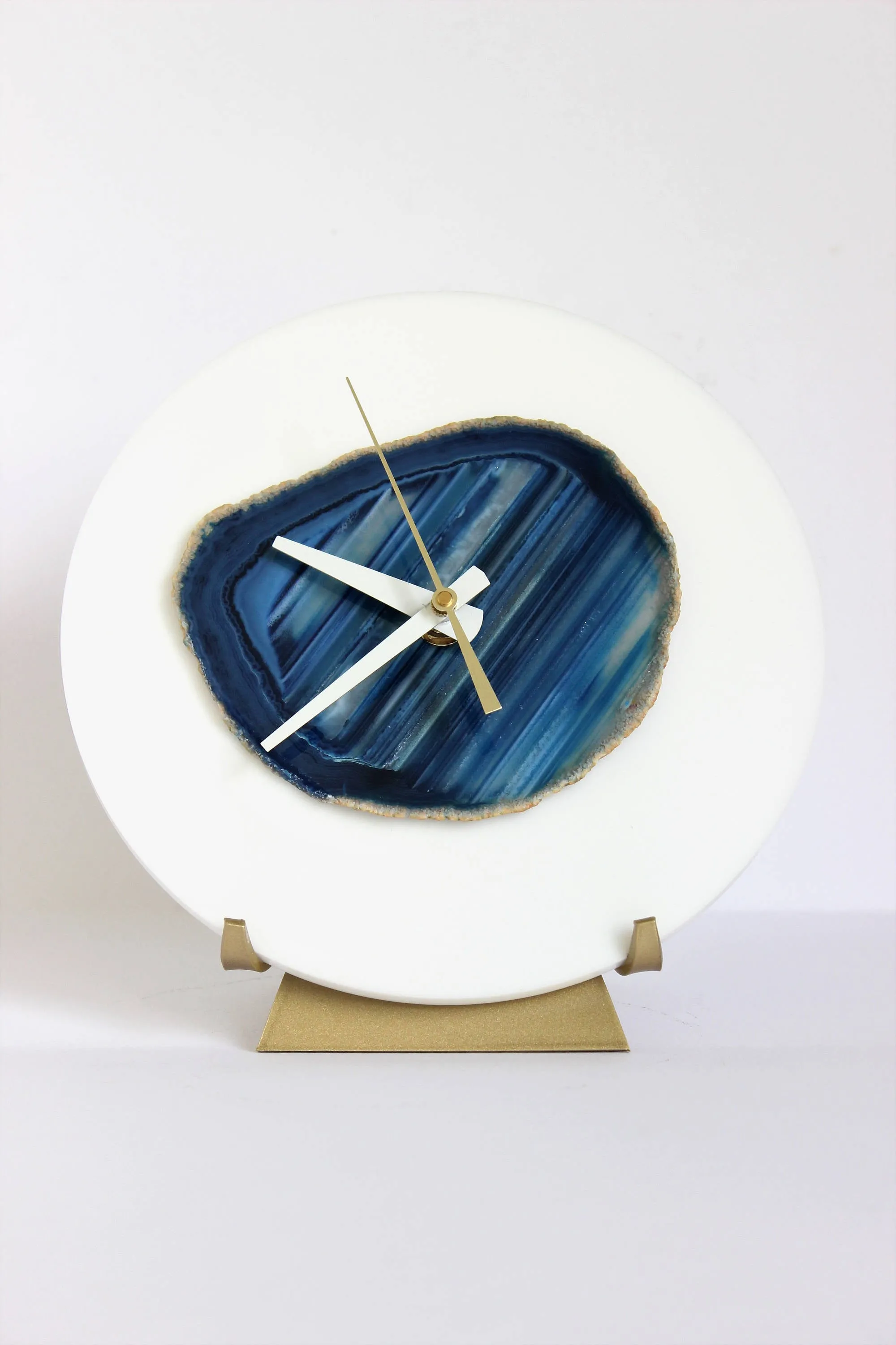 7" Blue Agate Desk Clock