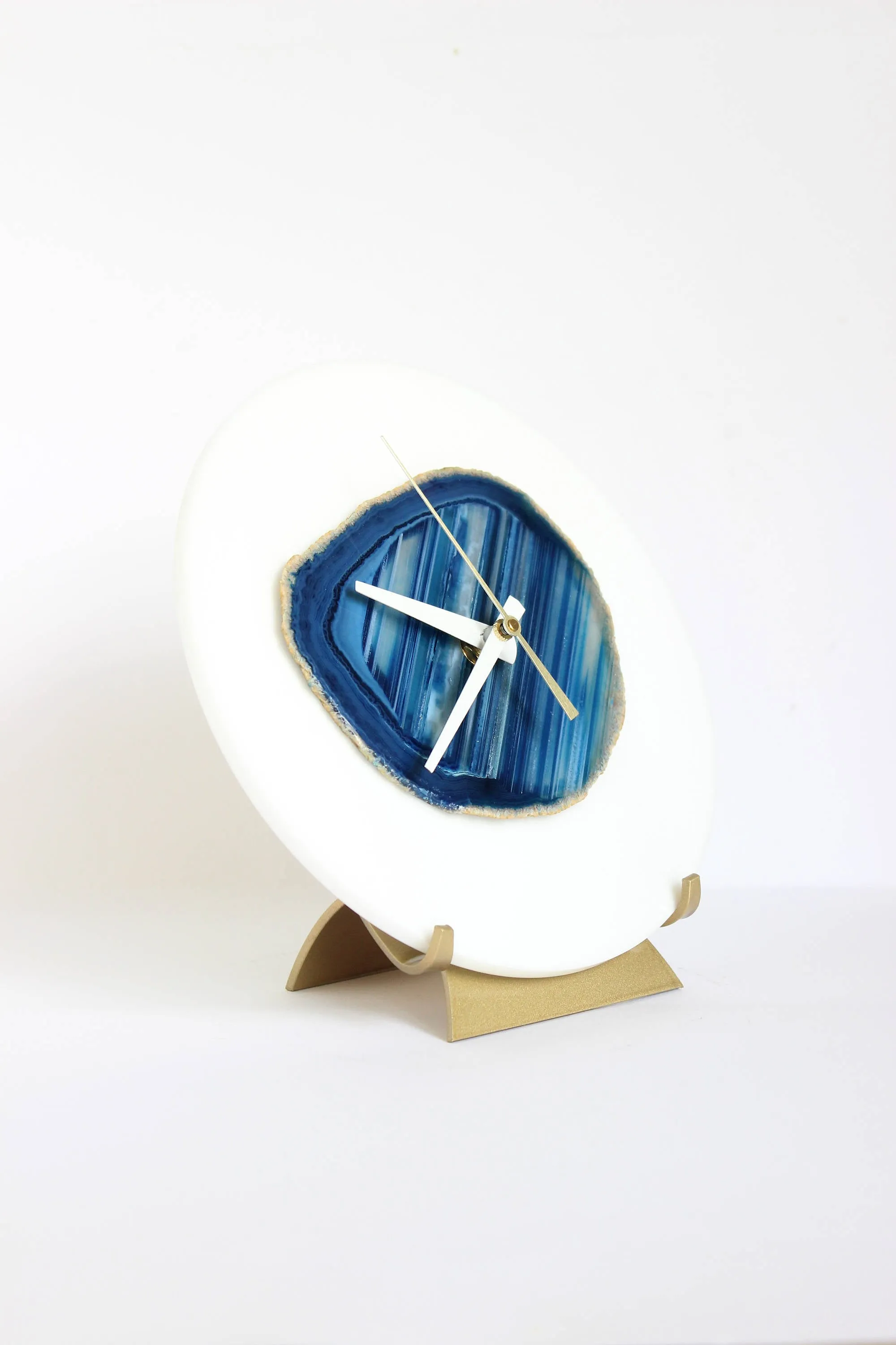7" Blue Agate Desk Clock