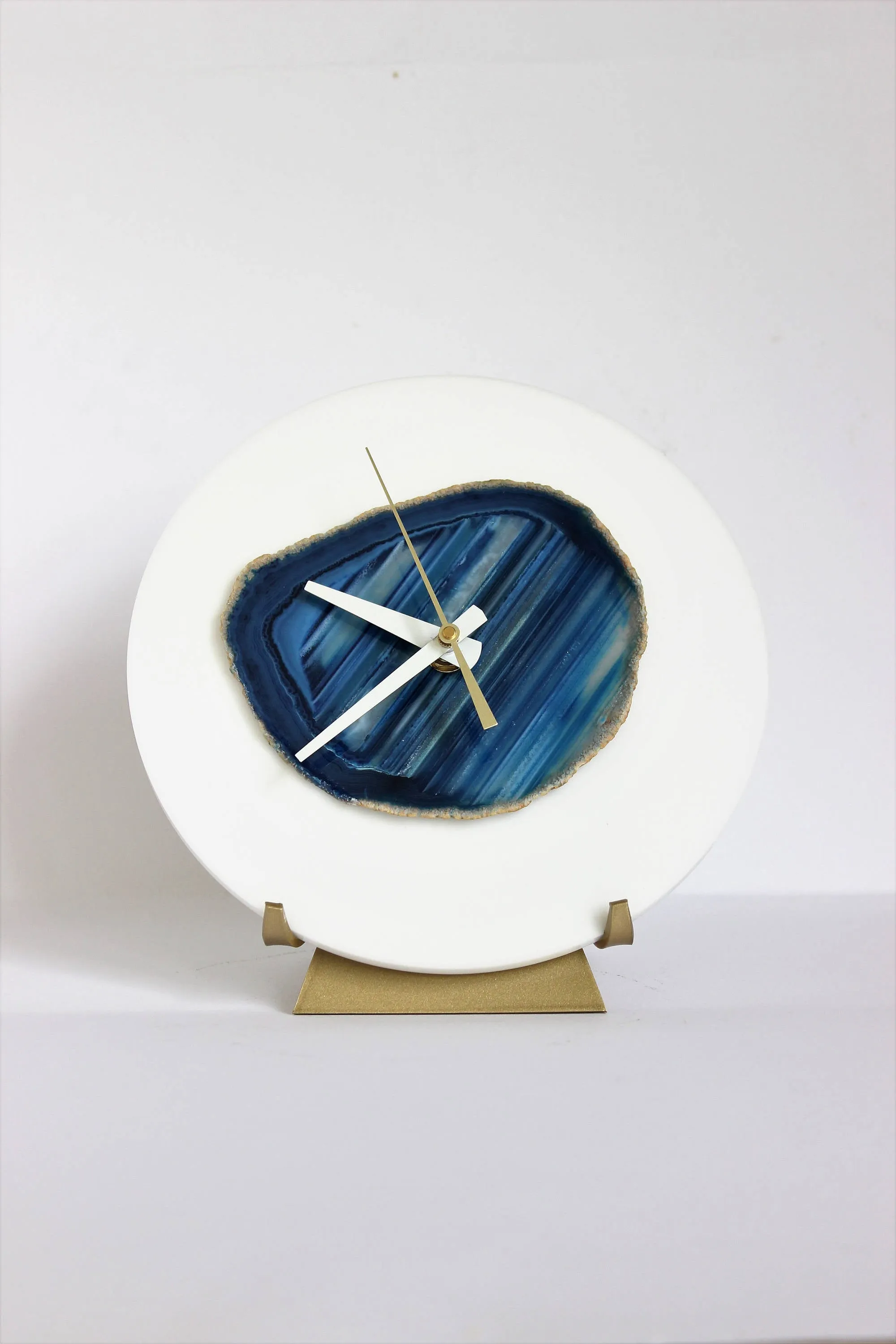 7" Blue Agate Desk Clock