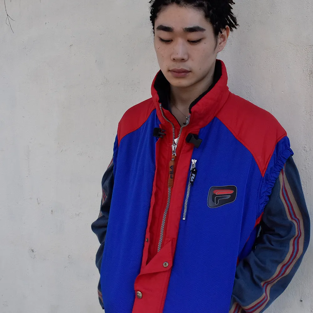 90's FILA スキーライン Thermore 中綿入り ナイロンベスト 231017