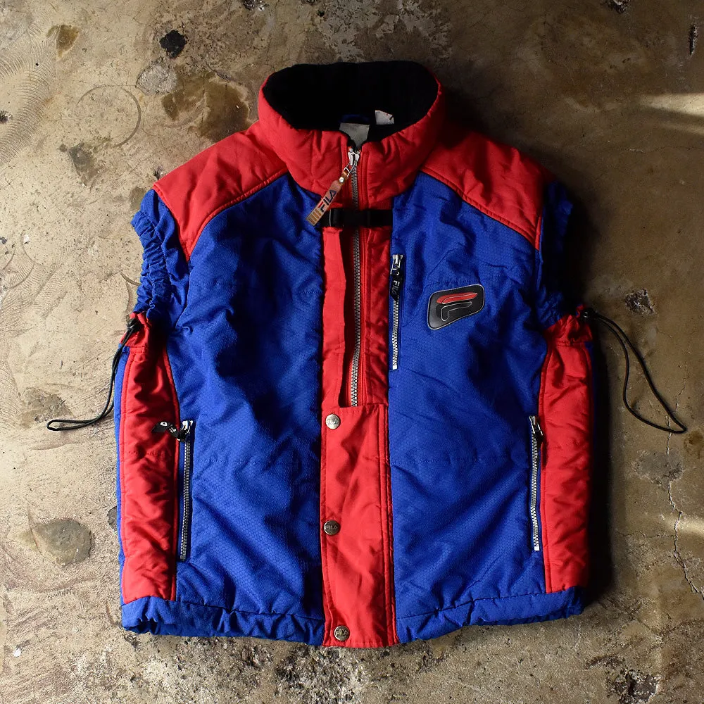 90's FILA スキーライン Thermore 中綿入り ナイロンベスト 231017