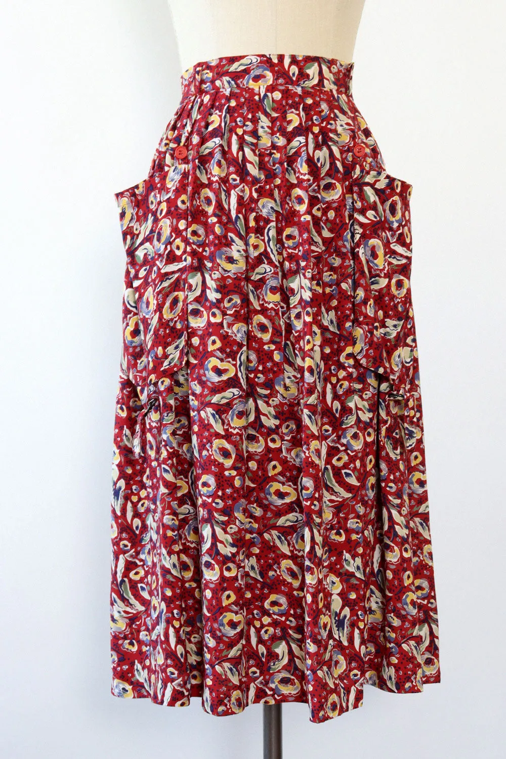 Abstract Floral Pocket Skirt S