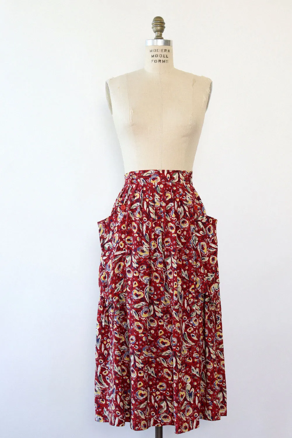 Abstract Floral Pocket Skirt S