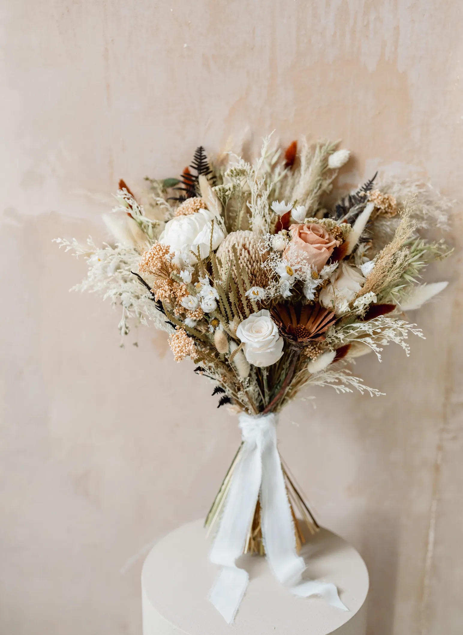 Adelaide Bohemian Dried Flower Flat Back Wedding Bridal Bouquet
