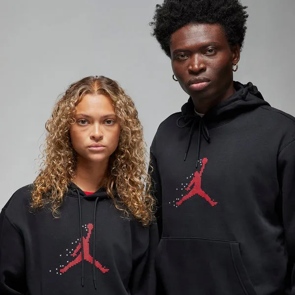 Air Jordan Essentials Holiday Fleece Pullover Hoodie 'Black Gym Red', Black