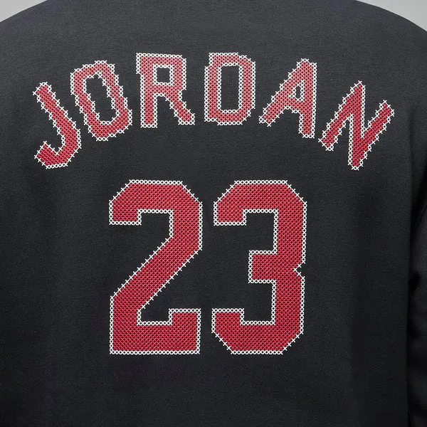 Air Jordan Essentials Holiday Fleece Pullover Hoodie 'Black Gym Red', Black