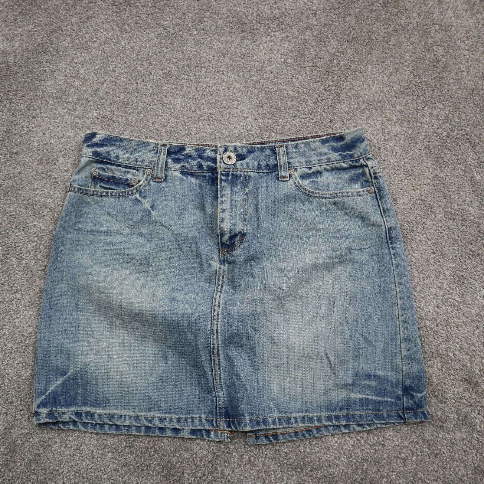 American Eagle Women Straight & Pencil Denim Skirt Low Rise Pockets Blue Size 8