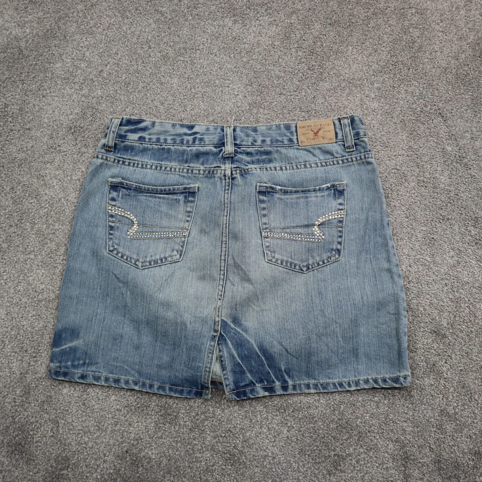American Eagle Women Straight & Pencil Denim Skirt Low Rise Pockets Blue Size 8