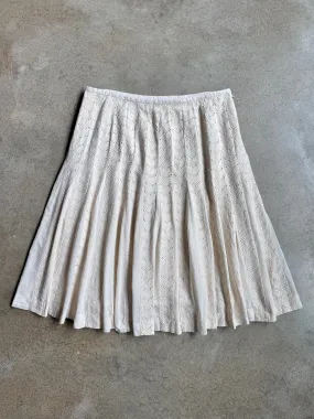 Ann Taylor Cream Cotton Eyelet Pleated Skirt (L)