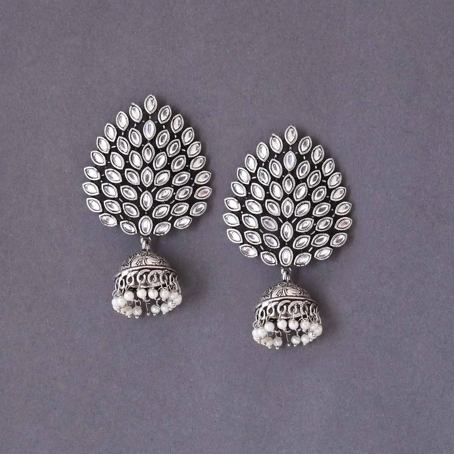 Antique Vishruka Oxidised Jhumkis
