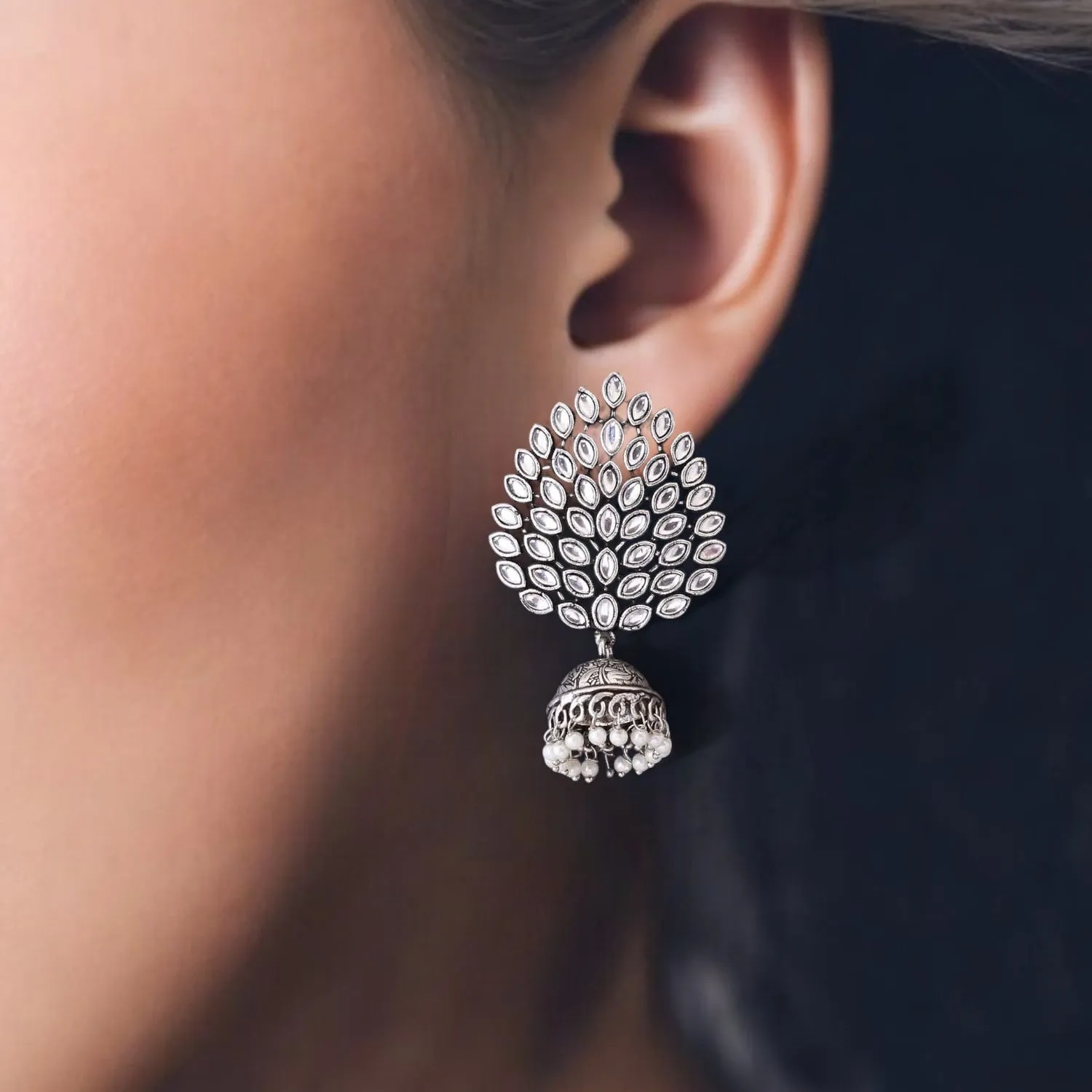 Antique Vishruka Oxidised Jhumkis