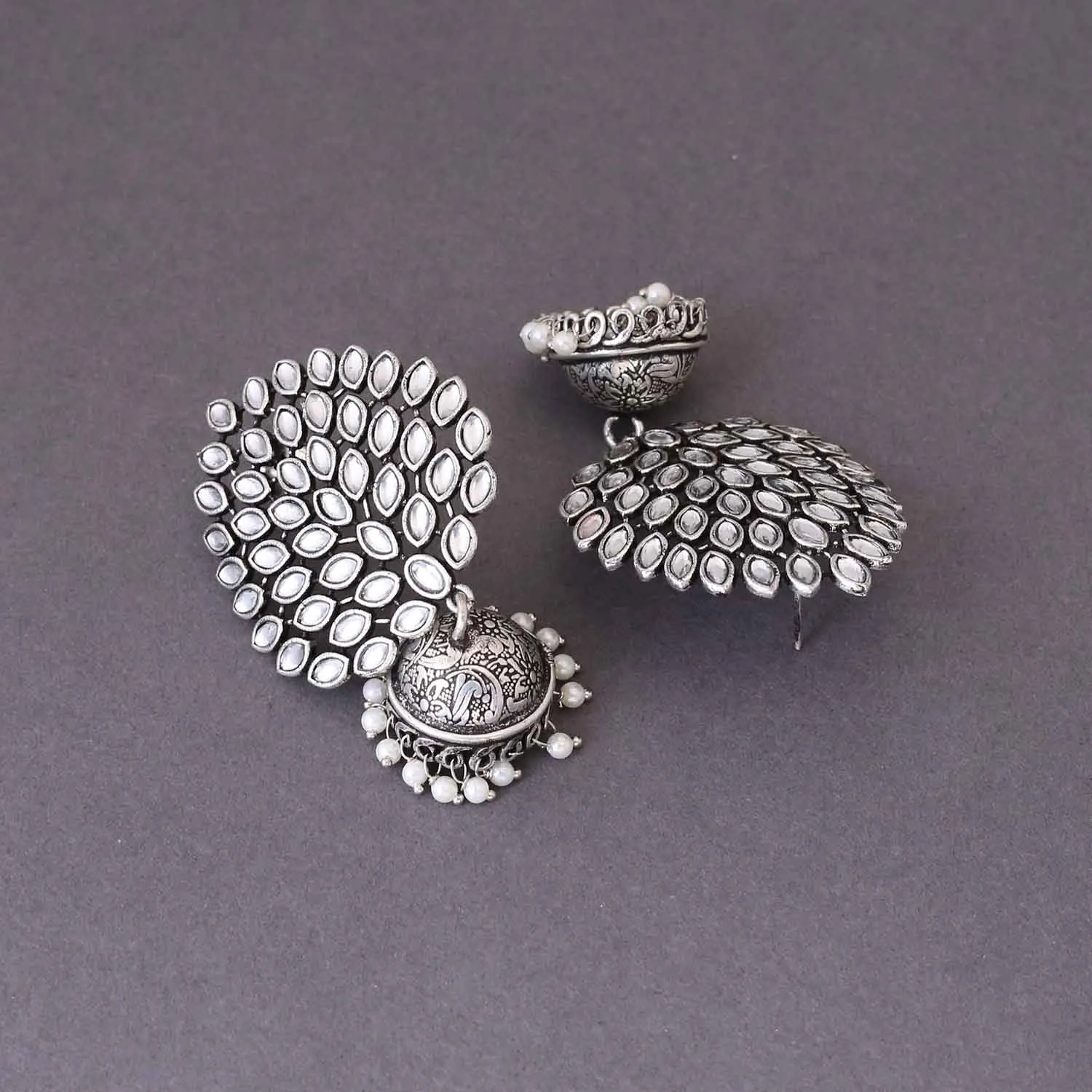 Antique Vishruka Oxidised Jhumkis