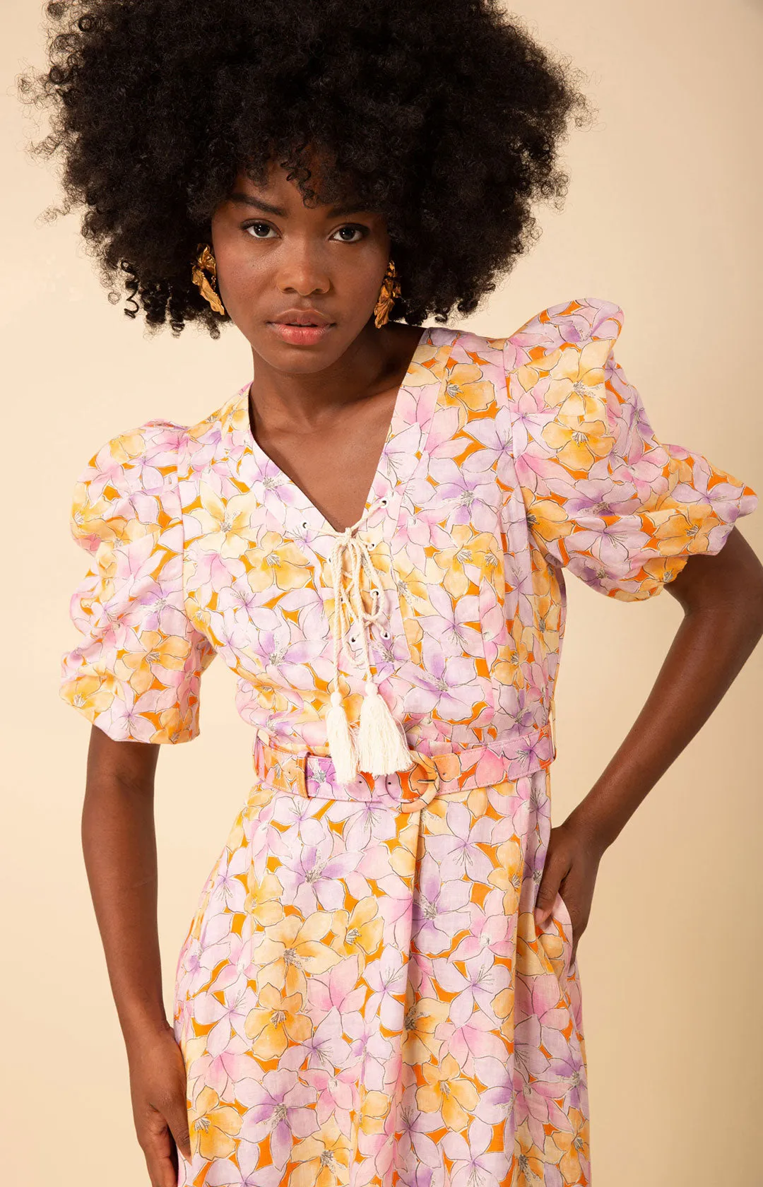 Arabella Linen Midi Dress