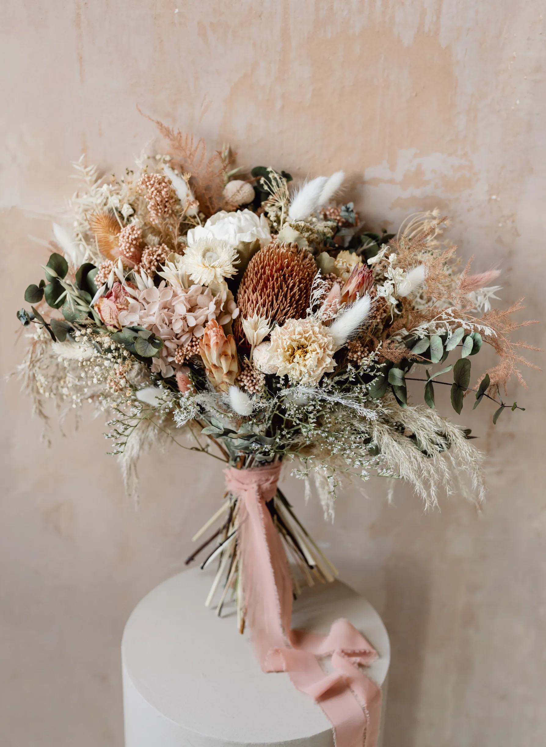 Arizona Boho Dried Flower Flat Back Wedding Bridal Bouquet