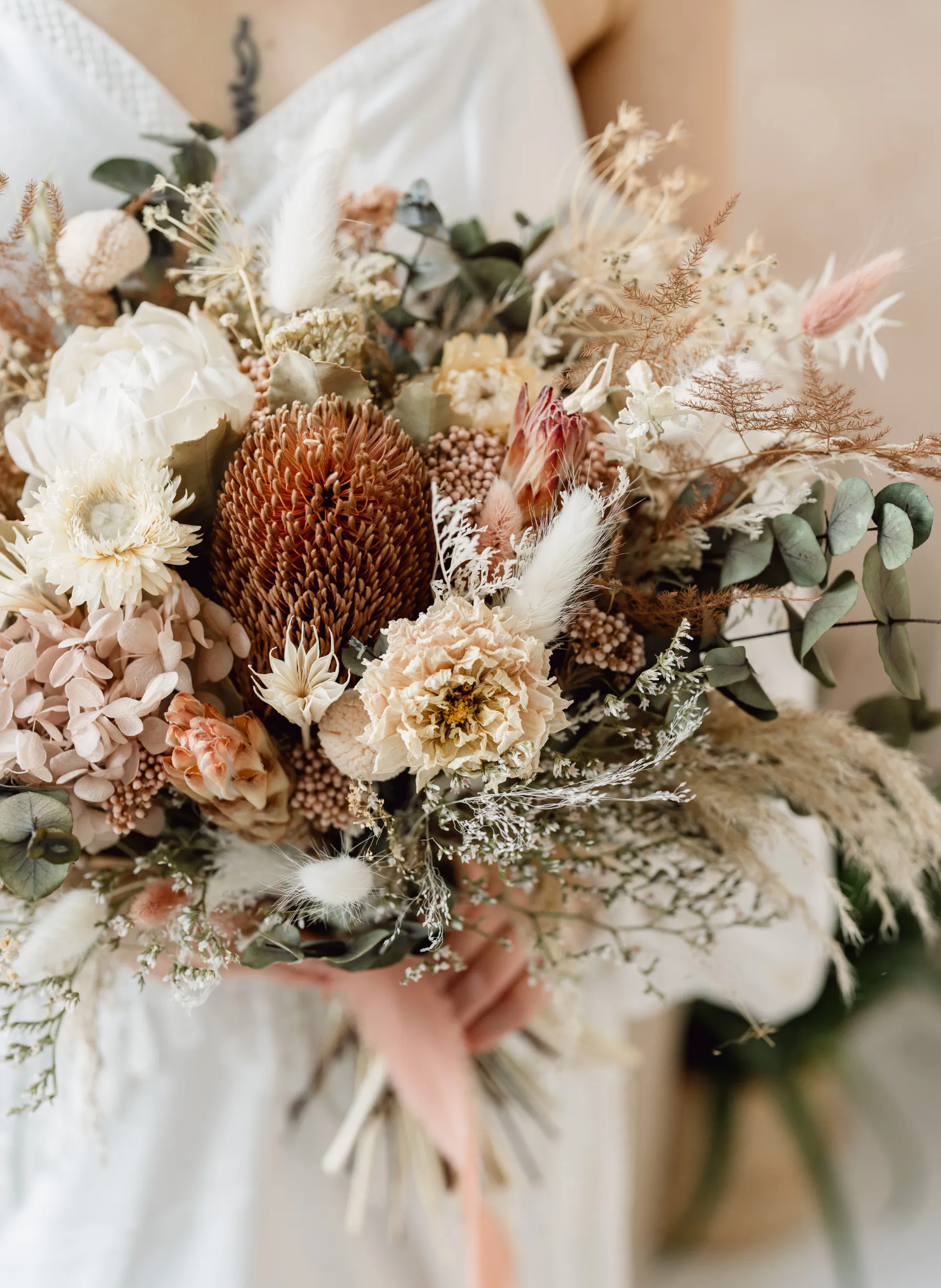 Arizona Boho Dried Flower Flat Back Wedding Bridal Bouquet