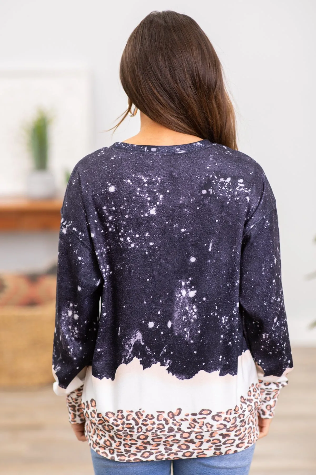 Black Bleach Splash Star Graphic Sweatshirt