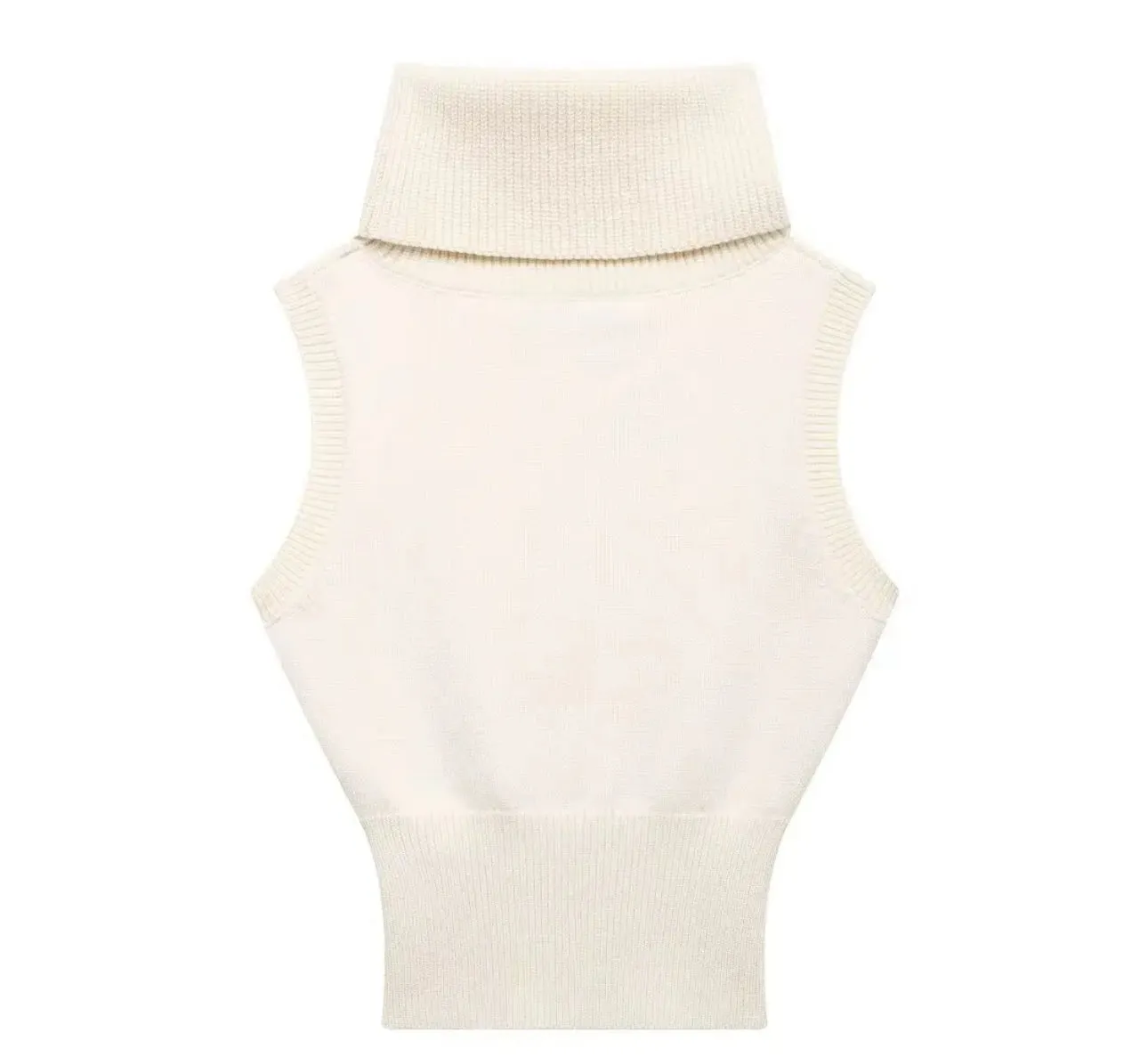 Blue and white Classic Sleeveless Turtleneck Knit