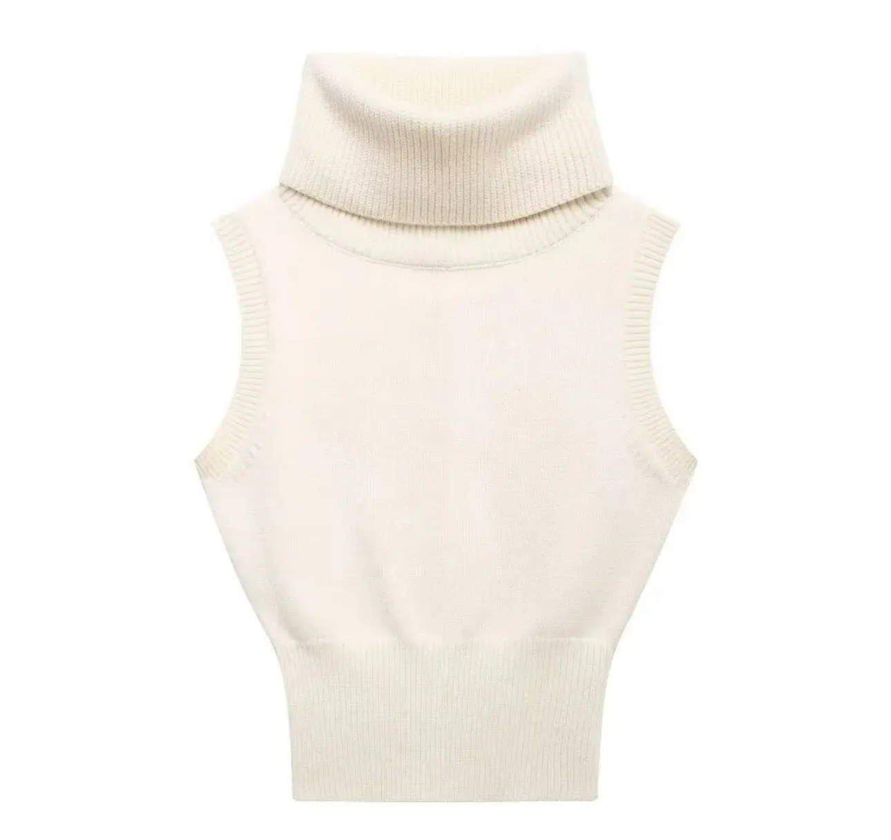 Blue and white Classic Sleeveless Turtleneck Knit