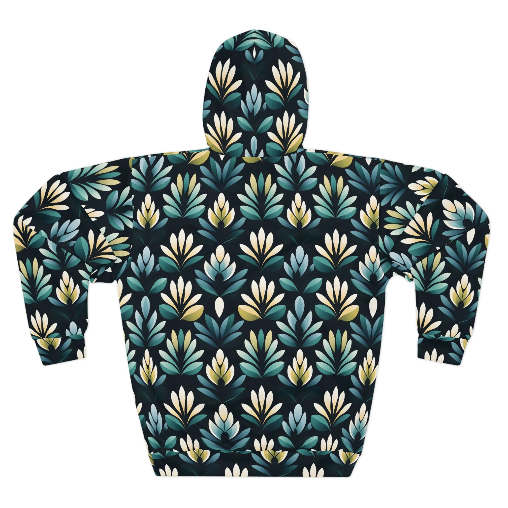 Blue and Yellow Floral Unisex Pullover Hoodie (AOP)