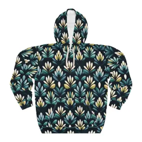Blue and Yellow Floral Unisex Pullover Hoodie (AOP)