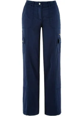 Bpc Bonprix Collection cotton cargo pants with a comfortable waistband, blue