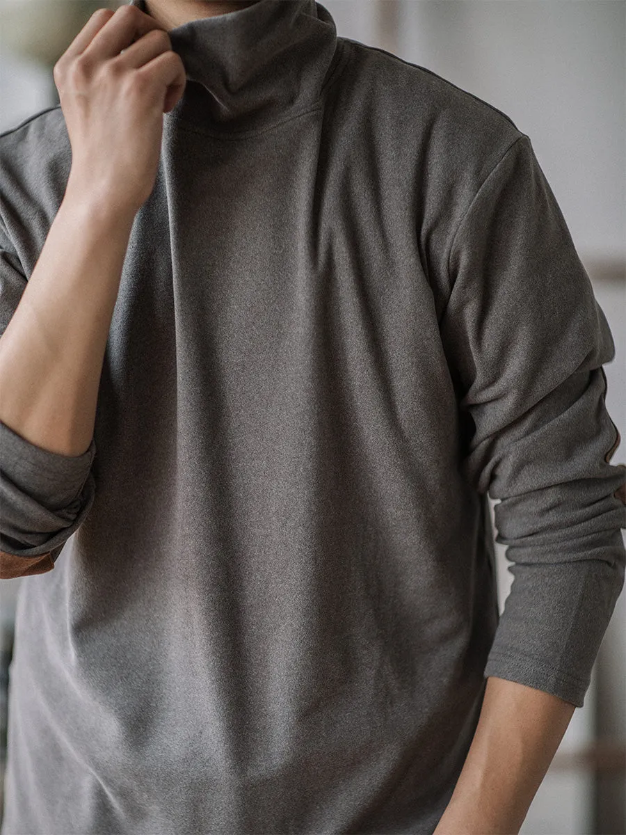 Classic Fit Suede-Patch Turtleneck