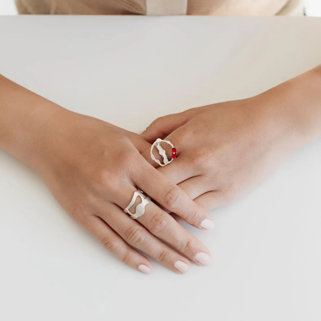 Cluster Seaweed Ring in Brushed Silver