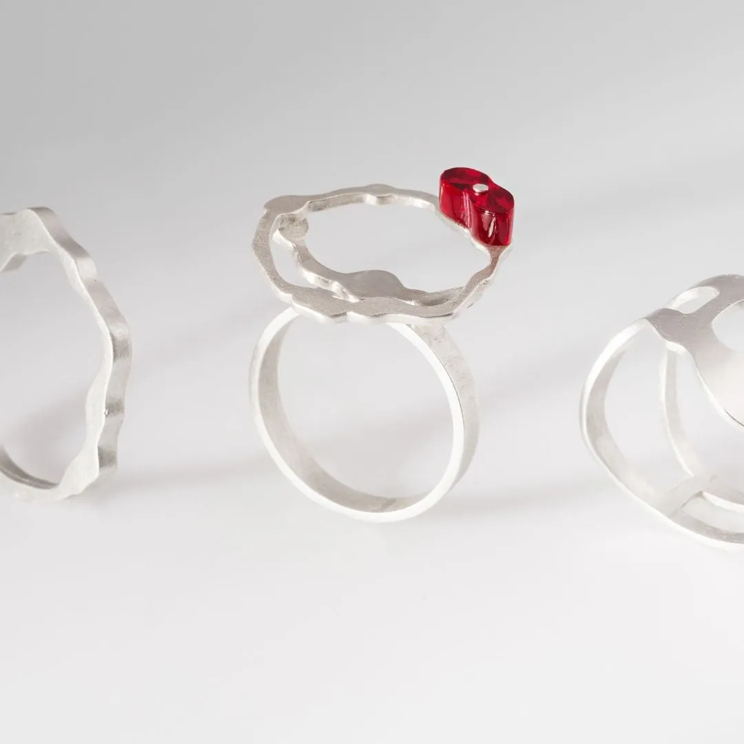 Cluster Seaweed Ring in Brushed Silver