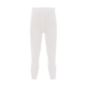 Cream Plain Solid Tights