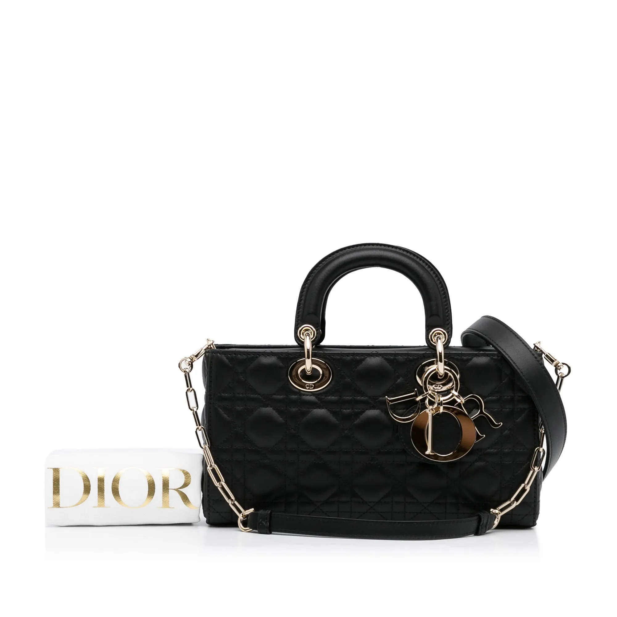 Dior Lady D-Joy Medium Black Cannage Quilted Leather