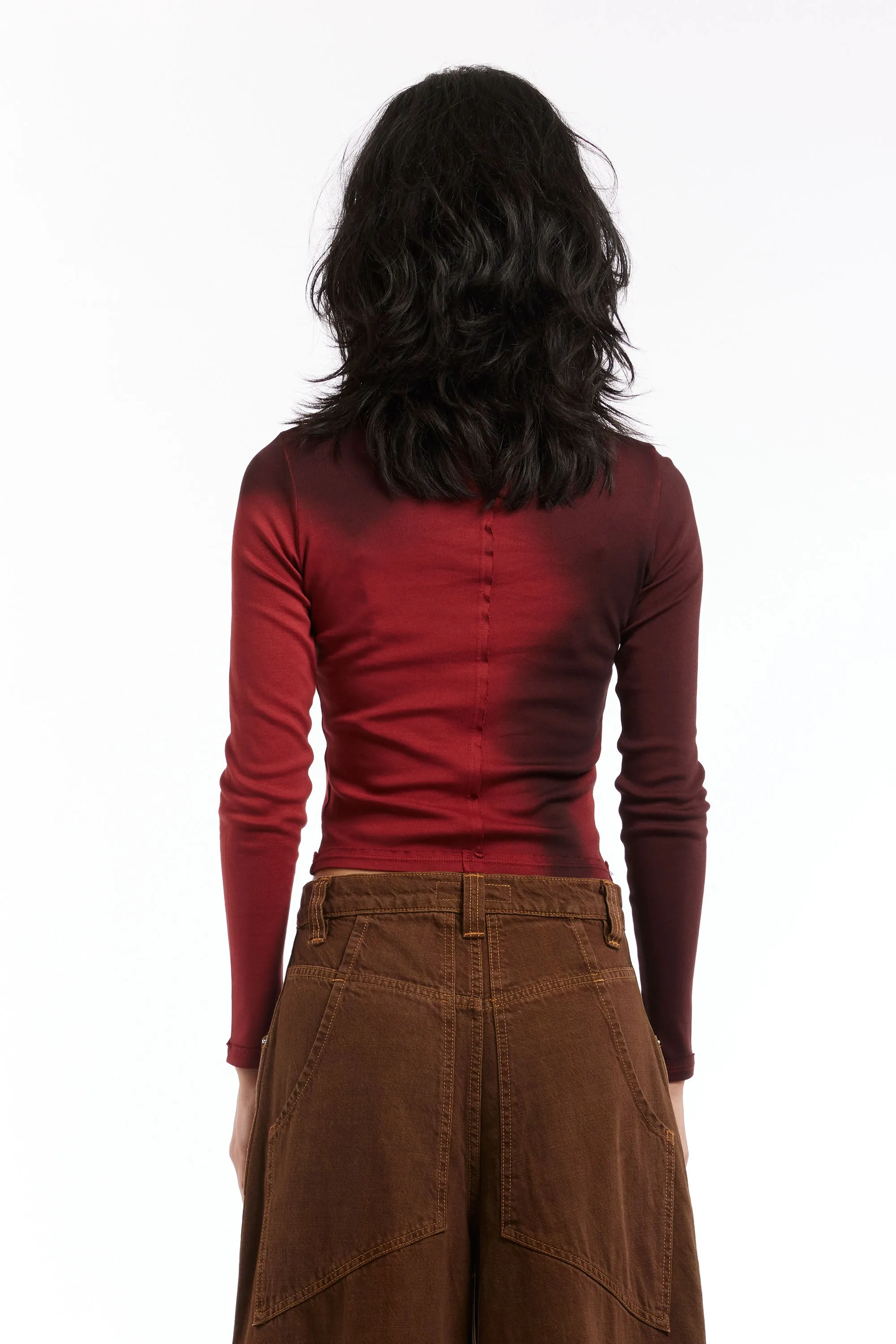 ECKHAUS LATTA - LAPPED BABY TURTLENECK MAROON BLUR