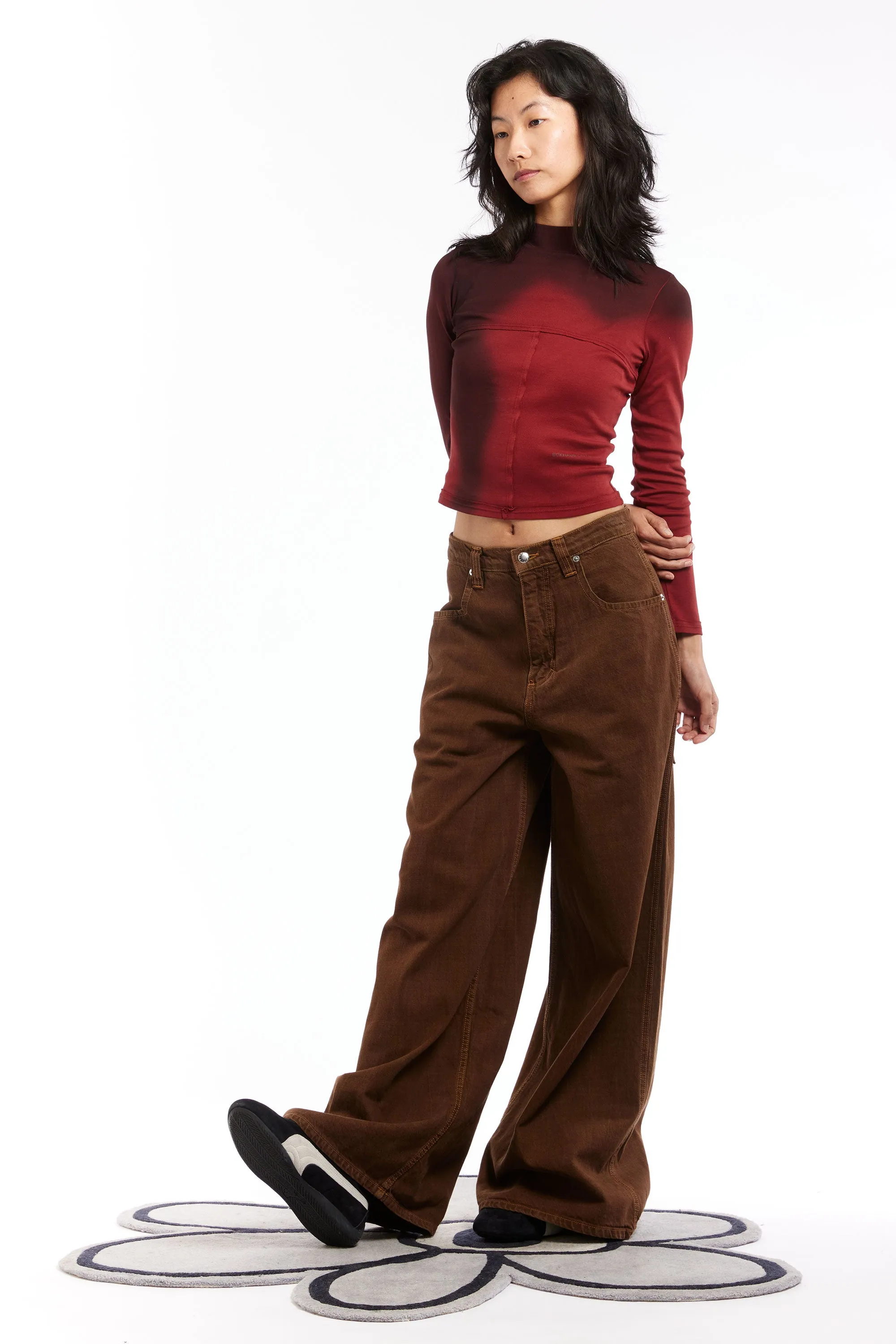 ECKHAUS LATTA - LAPPED BABY TURTLENECK MAROON BLUR