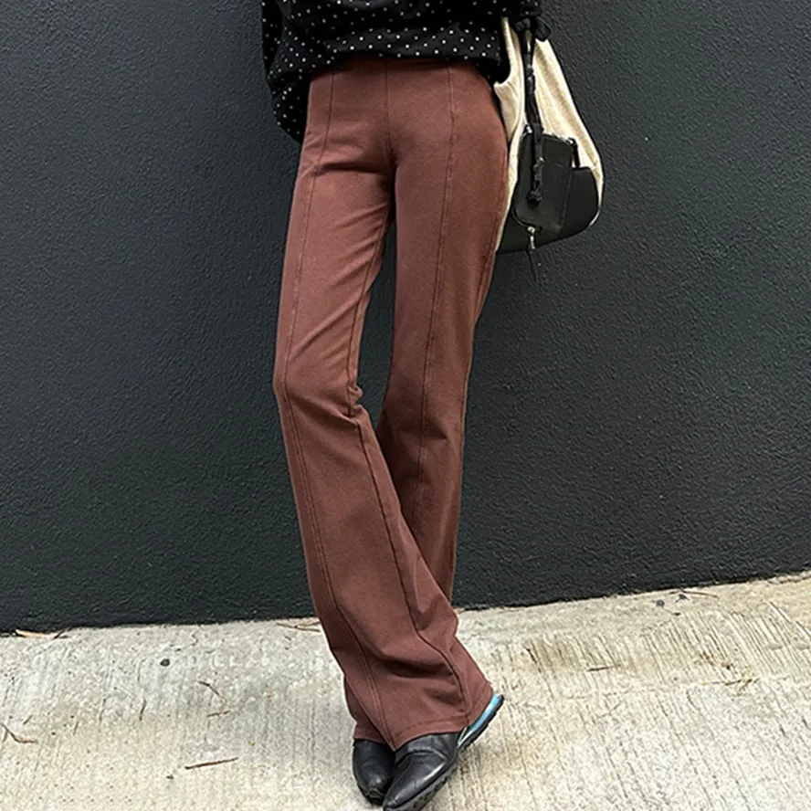 Girlary-shop barn jacket outfits Slim Pants for Women Spring 2024 New Western Style Retro Casual Pants Mopping Pants Elegant Slim Stretch Flared Pants