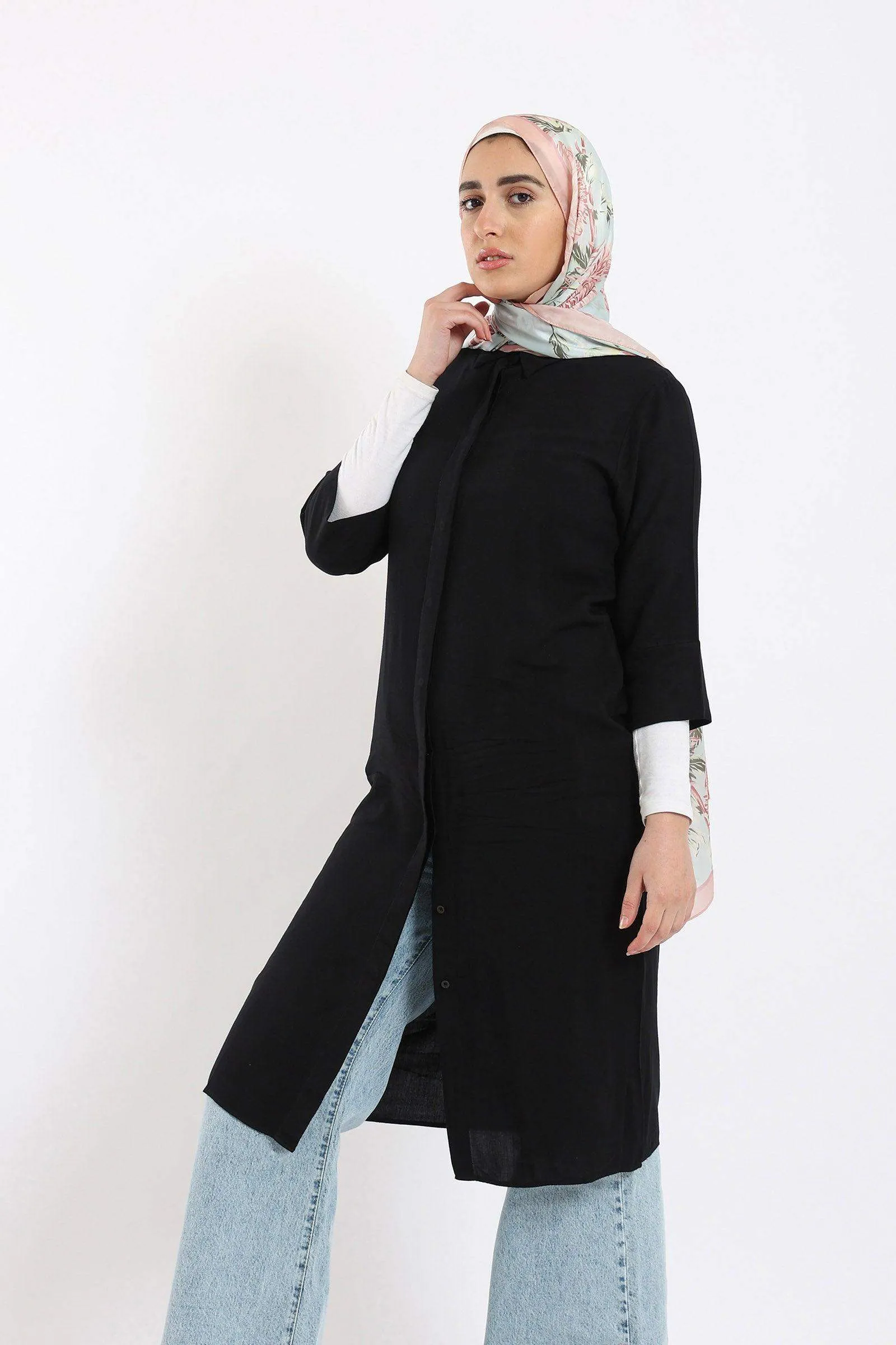 Hidden Placket Shirt Dress