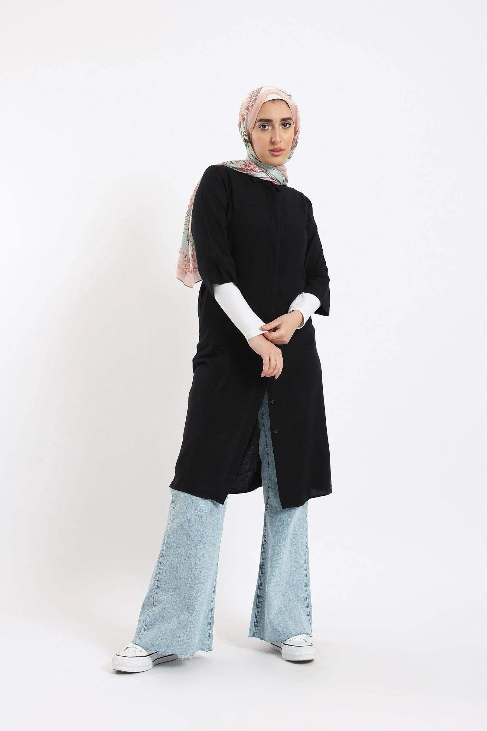 Hidden Placket Shirt Dress