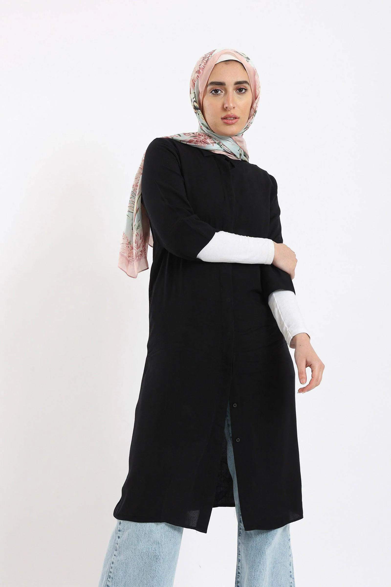 Hidden Placket Shirt Dress