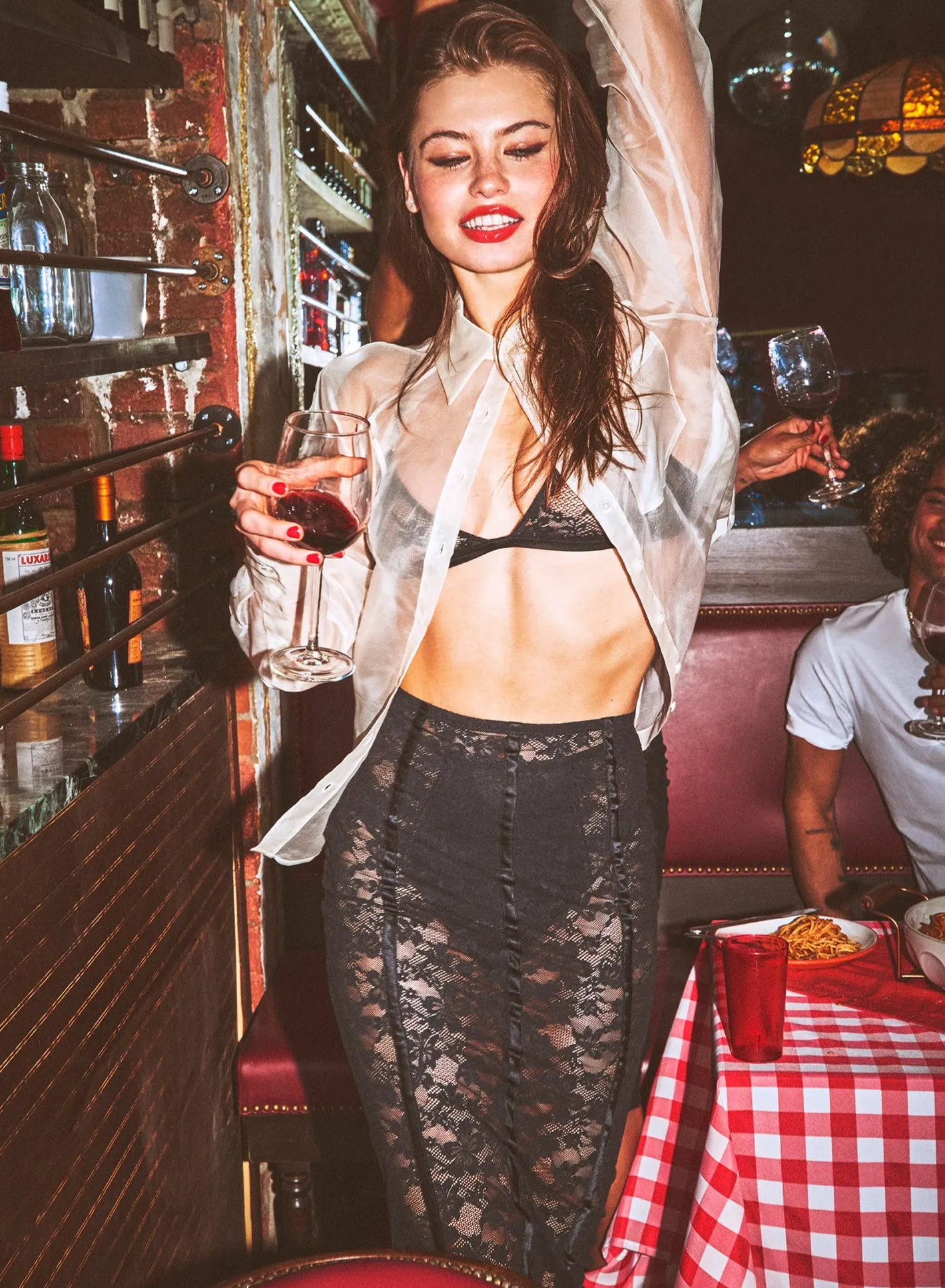 Le Stretch Lace Pencil Skirt