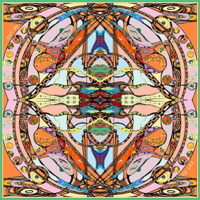 Life in Orange & Pink, 110cm Square Silk Scarf
