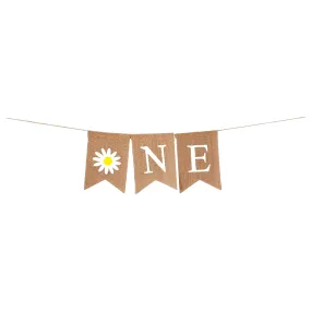 Mandala Crafts Burlap Daisy Baby 1st Birthday Banner for Highchair Nursery First Birthday Decorations for Girl Boy Daisy Birthday Decorations