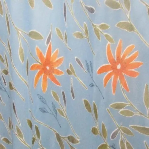 NWT, Moschino, size 46 IT/12 US, periwinkle, midi A-line skirt with stylized orange & green floral print