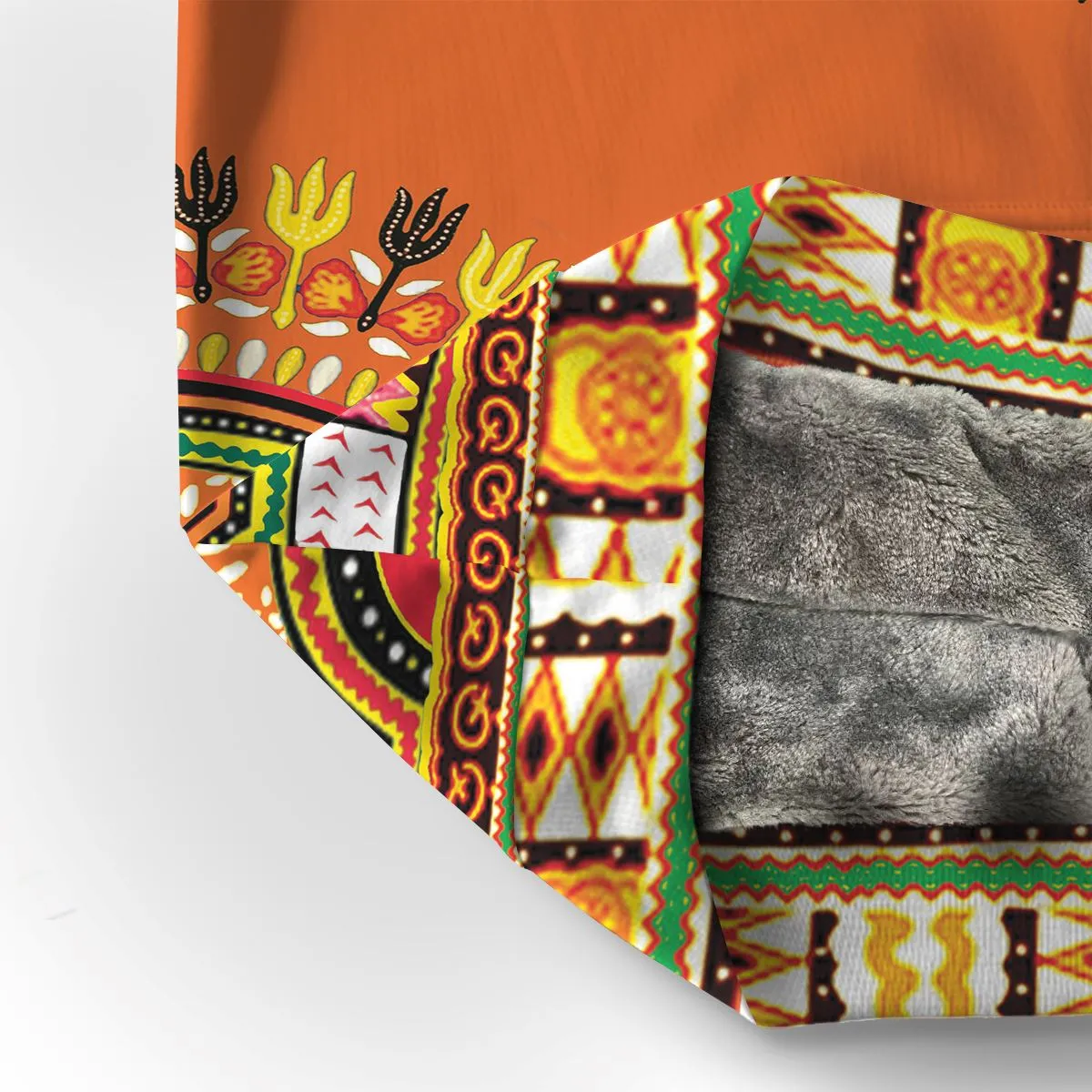 Printed Dashiki In Orange Premium Hoodie