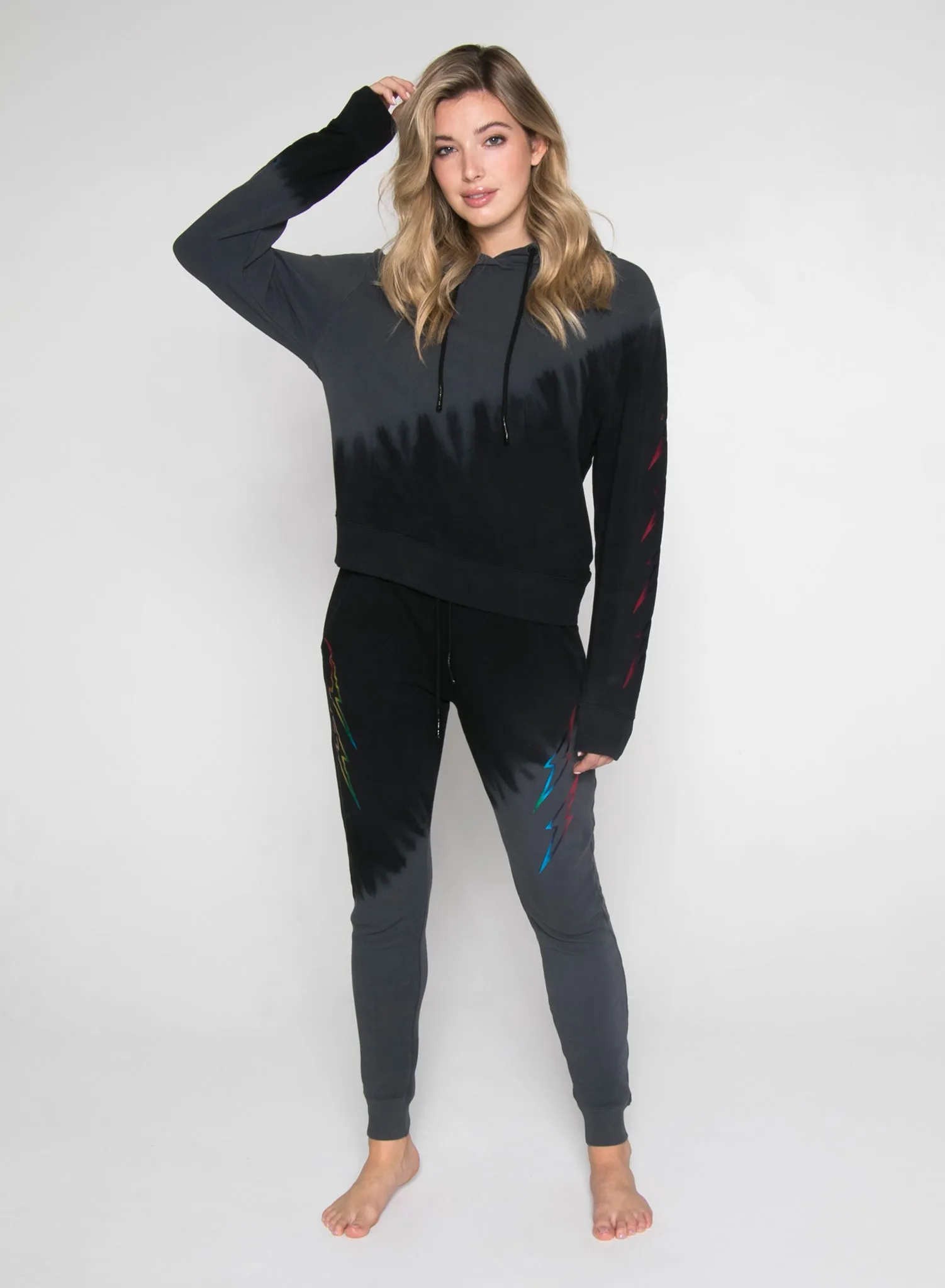 RAINBOW BOLTS - Crop Pullover Hoodie