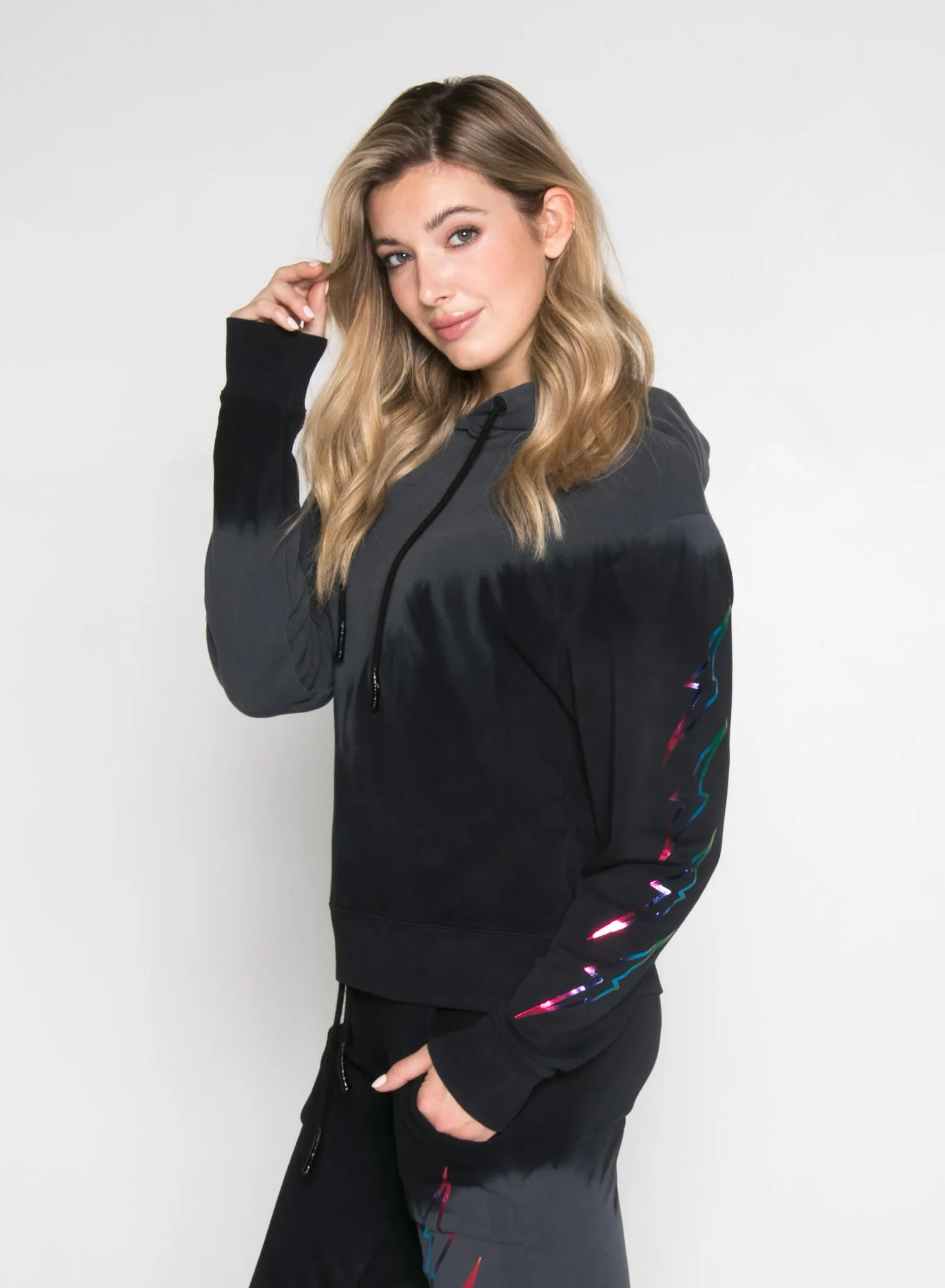 RAINBOW BOLTS - Crop Pullover Hoodie