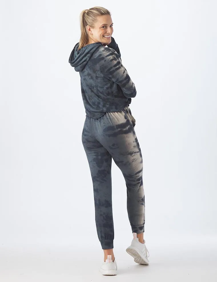 Rocky Hoodie: Black/Oatmilk Tie-Dye